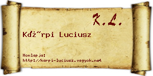Kárpi Luciusz névjegykártya